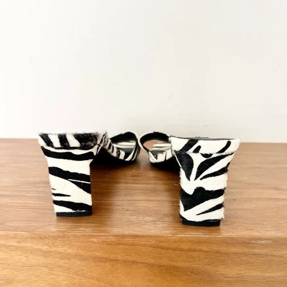 SENSO Zebra Print Open-Toe Slide Sandals in Black and White - Picture 4 of 9